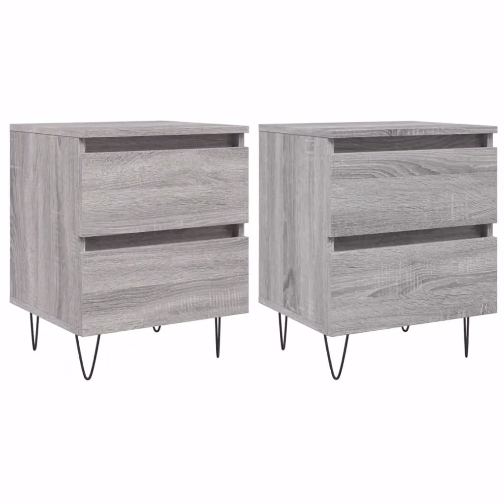 Berkfield Home Set of 2 Grey Sonoma Bedside Cabinets in Engineered Wood, W/D/H: 40 x 35 x 50 cm