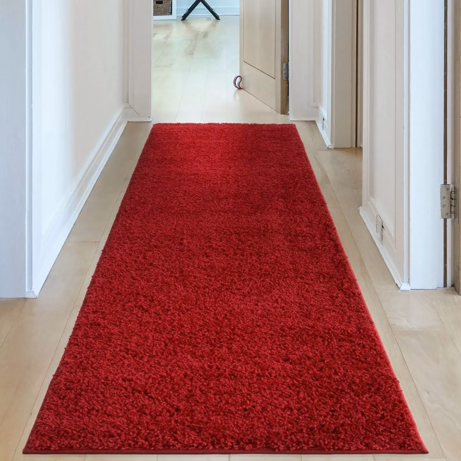 THE RUGS Soft Plain High Pile Shaggy Rug, Red, W: 80 cm, L: 300 cm – 4