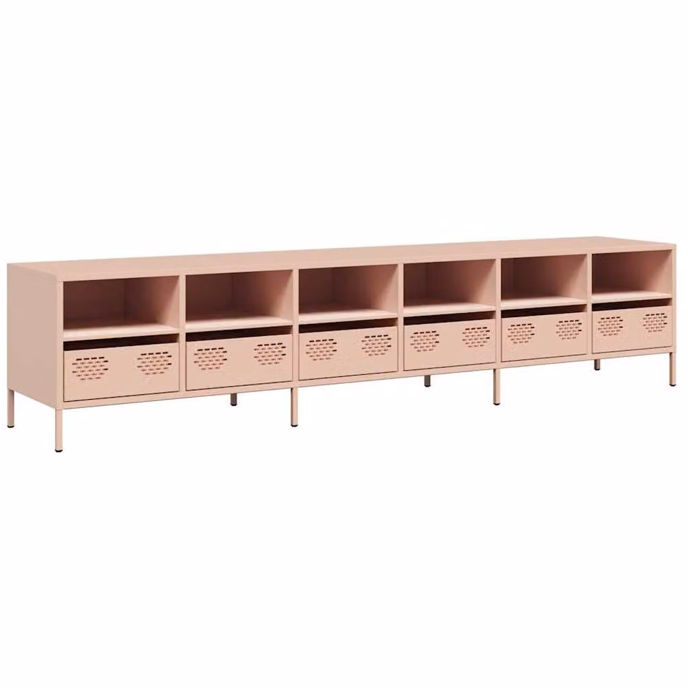 Berkfield Home Modern Pink Cold-rolled Steel TV Cabinet W: 202 cm, D: 39 cm, H: 43.5 cm – 3