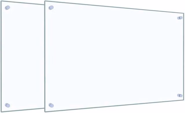 Berkfield Home Kitchen Backsplash 2-Piece Set, Clear Tempered Glass, W: 80 cm, H: 50 cm