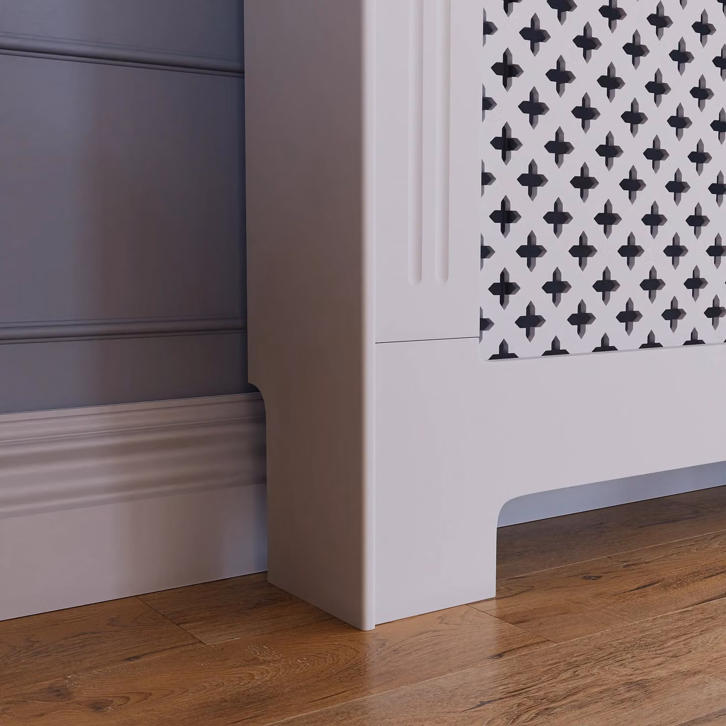 Vida Designs Oxford Radiator Cover in White MDF, W/D/H: 152 x 82 x 19 cm – 3