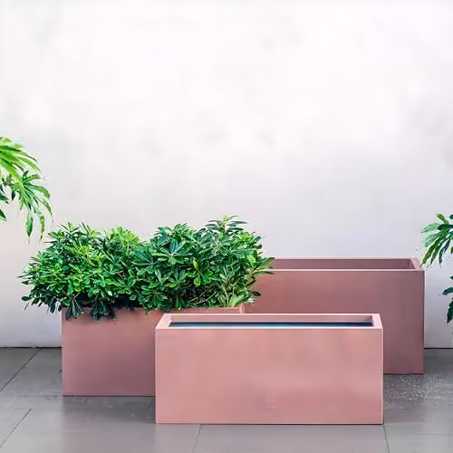 Primrose Galvanised Steel Outdoor Trough Planter in Copper Finish W: 100 cm, D: 40 cm, H: 40 cm – 5