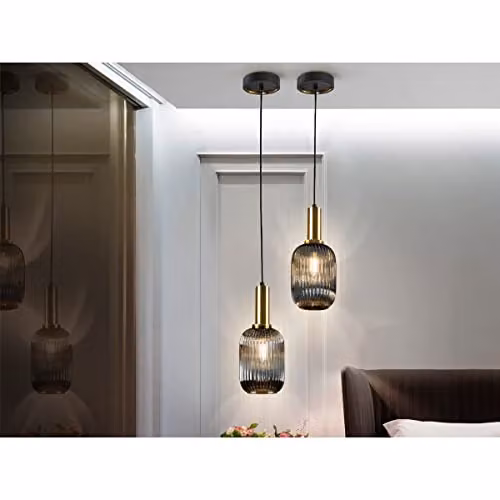 Schuller Norma Globe Pendant Ceiling Light in Black and Brass with Transparent Glass and E27 Socket – 3