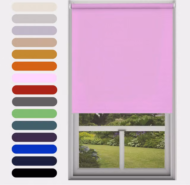 Caecus Made to Measure Blackout Roller Blind, Pink, W: 60 cm, H: 160 cm