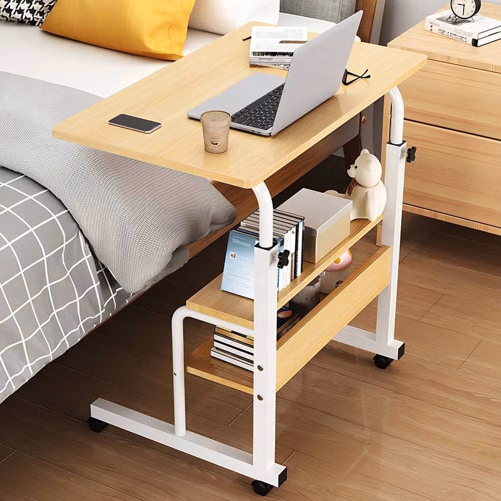 FORGEVIO Height Adjustable Overbed Writing Desk in Walnut and Light Oak with Castors – 2