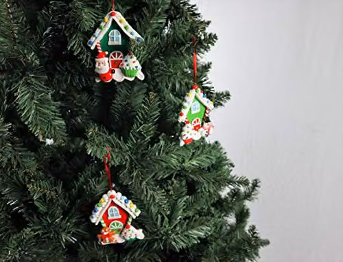Shatchi 3-Piece Multicolour Ceramic Christmas Tree Hanging Decorations Set featuring Santa, Snowman and Animal Figures – 4