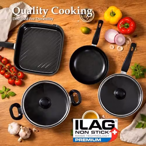 Carter & Clay 10 Piece Non-Stick Ceramic Cookware Set in Gold and Black – 2
