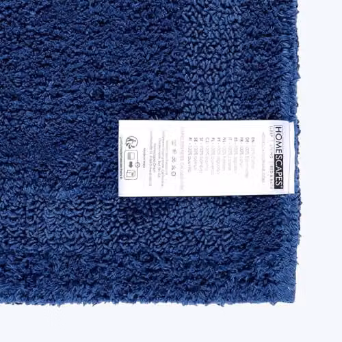 Homescapes Luxury Square Cotton Bath Mat, Navy Blue, W/D/H: 50 x 50 x 1 cm – 3
