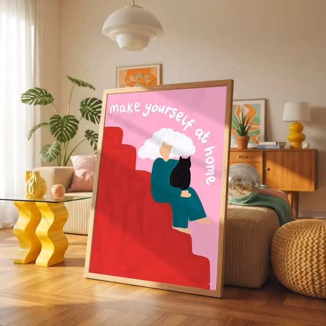 The Paper Tail Make Yourself At Home Multicolour Paper Poster, W/H: 14.8 x 21.0 cm