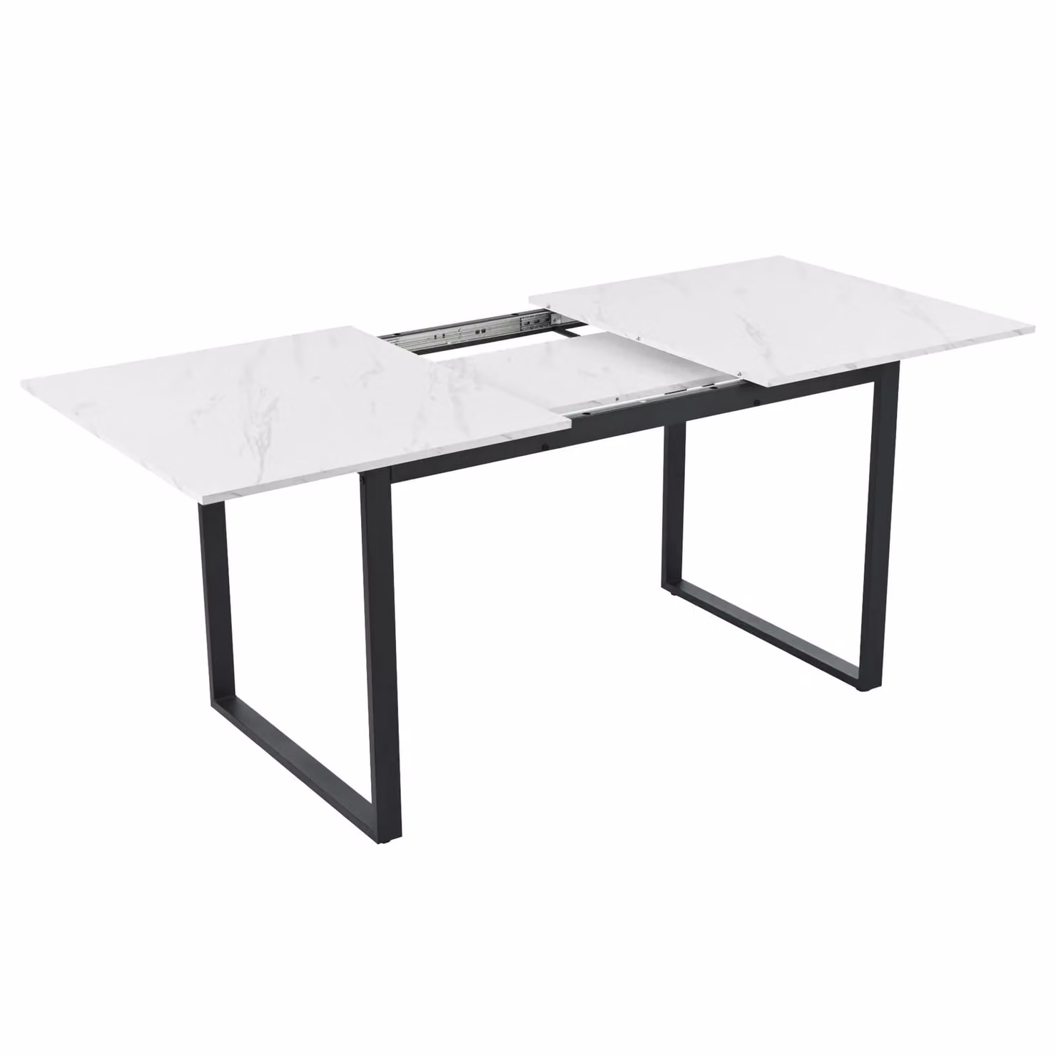HomeTouch White Marble Effect Extendable Dining Table with Iron Metal Legs, W: 80 cm, L: 140-180 cm, H: 75 cm – 5
