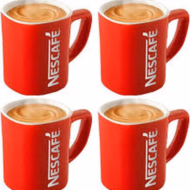 Pack of 4 Nescafe Iconic Red Ceramic Mugs, 250 ml