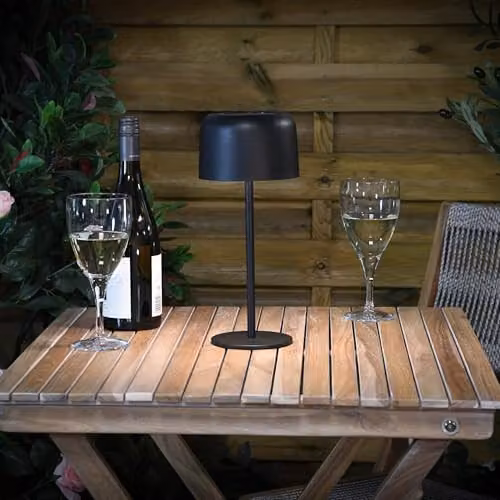 Garden Gear Solar Metal Tabletop Touch Lamp with LED, Waterproof IP44, USB Charging, 3 Brightness Levels, Matte Finish in Black and White – 2