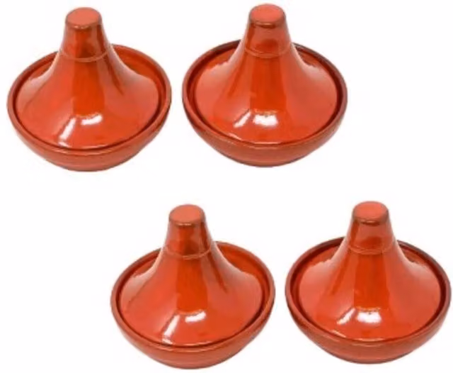 Verano Spanish Ceramics Selena Hand Dipped Glaze Mini Tagine Dip Bowl Set in Red