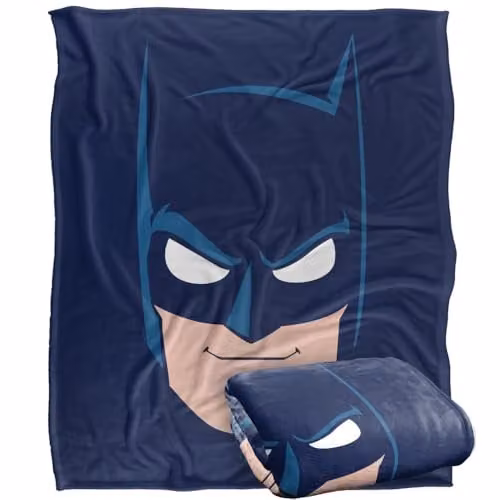 Warner Bros. Batman Large Face Super Soft Fleece Throw Blanket, Multicolour, W: 152.4 cm x L: 152.4 cm