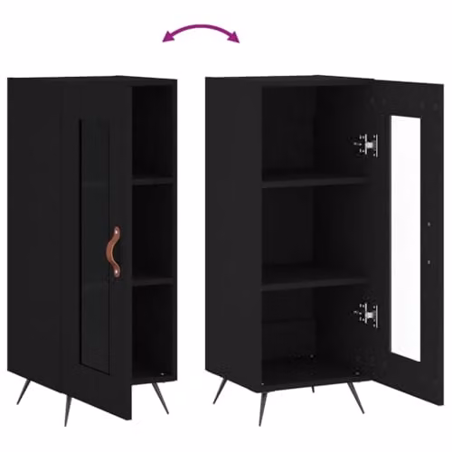 vidaXL Black Classic Sideboard with Glass Doors, W/D/H: 34.5 x 34 x 90 cm – 3