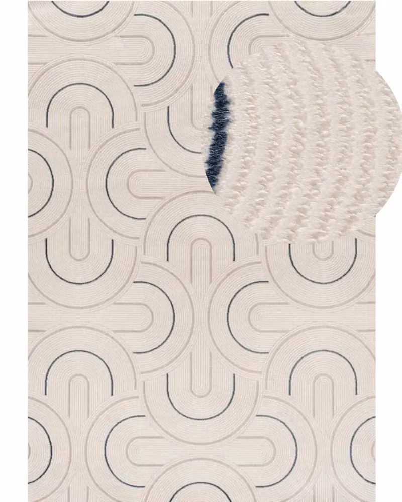 THE RUGS Carmel Modern Arch Design Soft Pile Area Rug or Runner in Navy and Multicolour, W: 80 cm, L: 300 cm – 2