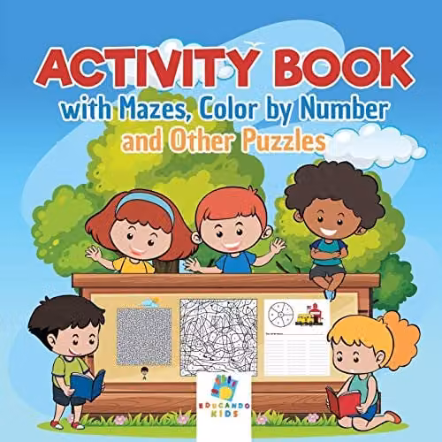 Educando Kids Multicolour Childrens Activity Book with Mazes, Colour by Number and Puzzles