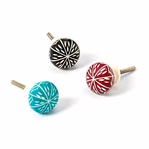 Nicola Spring Polished Multicolour Resin Cabinet Knobs, Set of 6 – 1