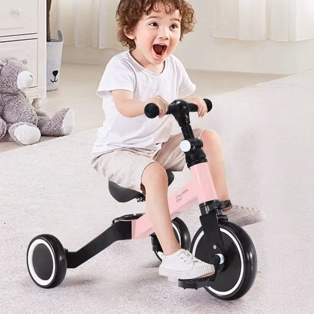 Costway 3-in-1 Convertible Toddler Tricycle and Balance Bike in Pink