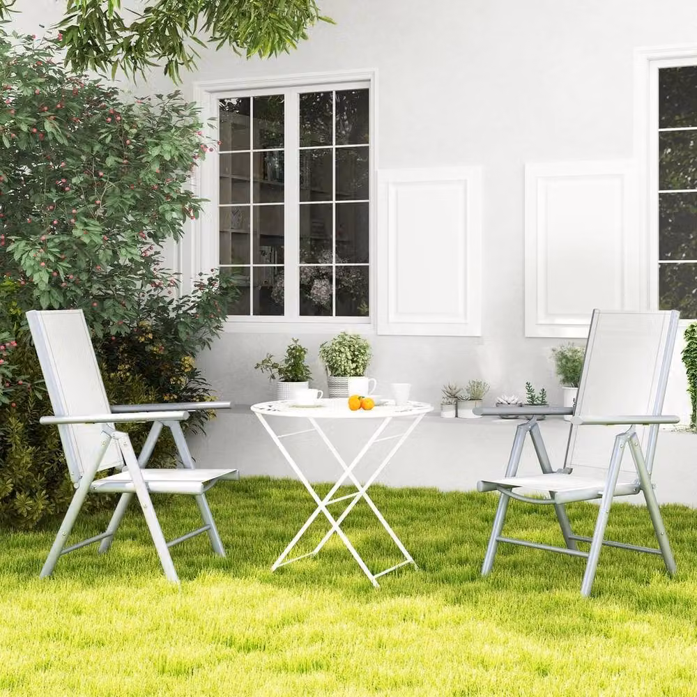FORGEVIO Set of 2 Grey Folding Chairs with Breathable Mesh Back and Seat – 3