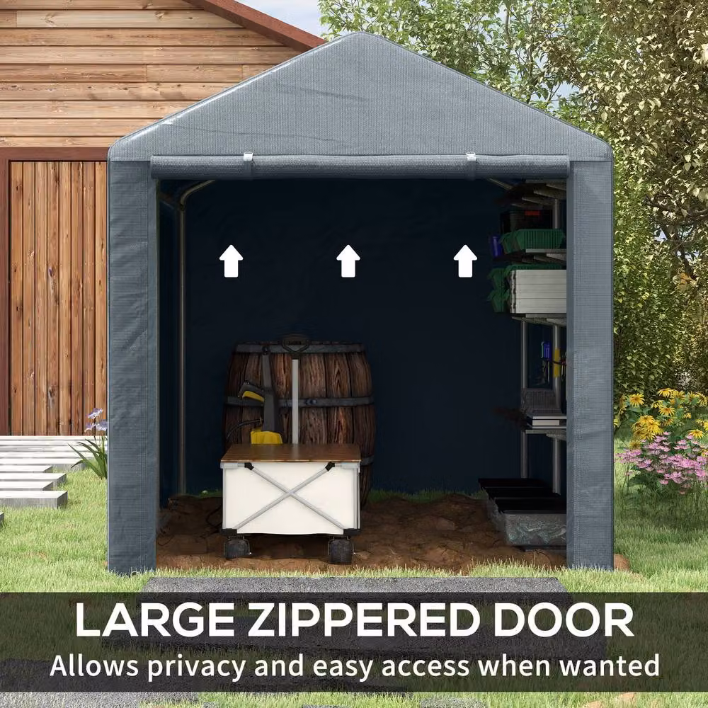 Rolipo Outdoor Storage Tent with Accessories, Dark Grey, W: 220 cm, D: 160 cm, H: 220 cm – 7