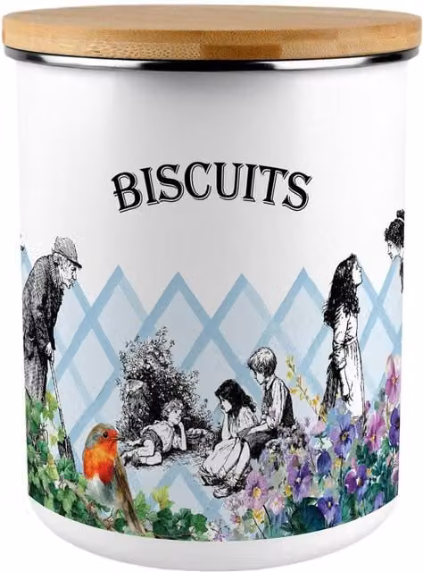 Purely Home The Secret Garden Extra Large Ceramic Biscuit Tin in Multicolour and White