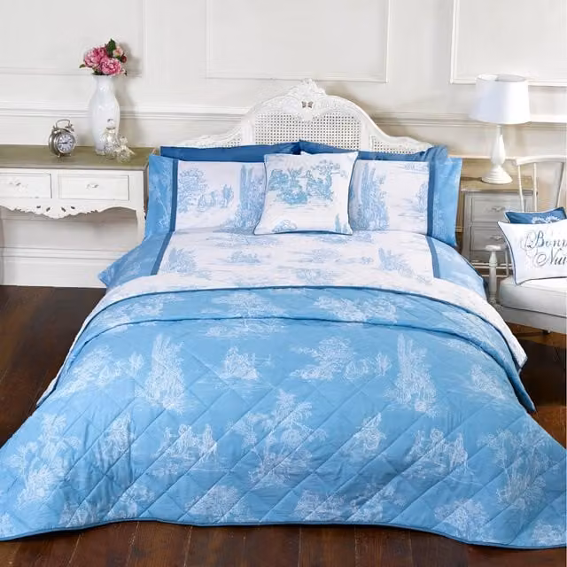 Rapport Home Camargue Blue Floral Vintage Polycotton Duvet Set with Pillowcase