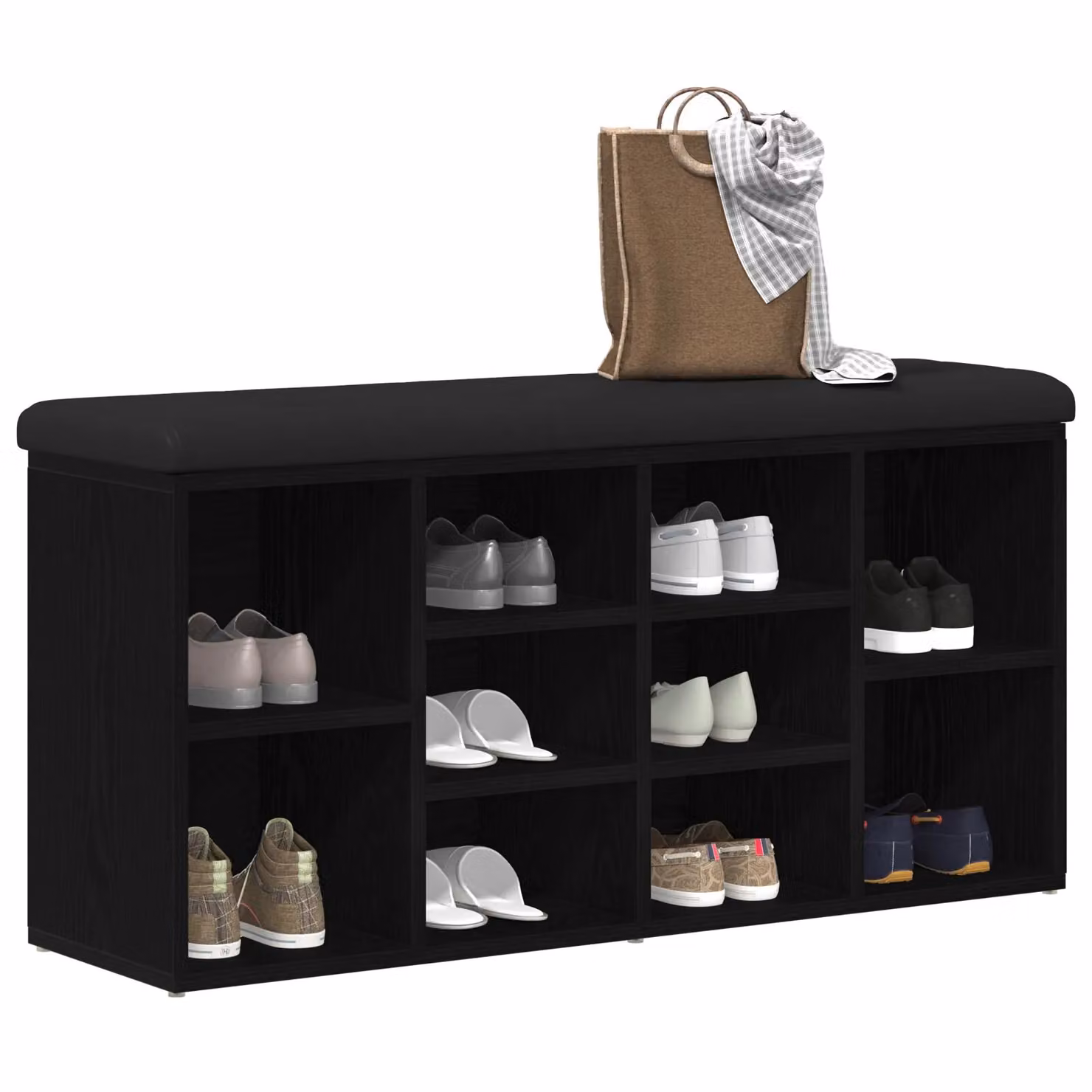 Berkfield Home Black Oak Storage Bench W/D/H: 100 x 30 x 48 cm – 3