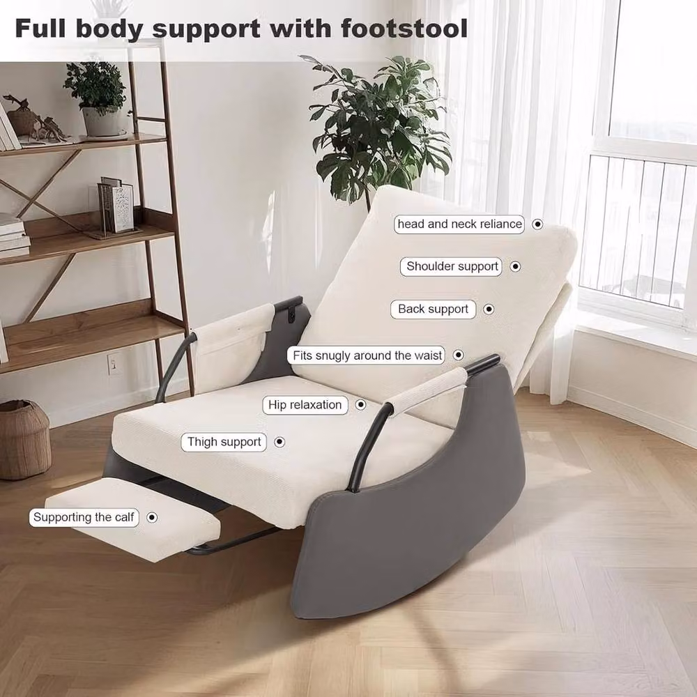 VOGREX Nursery Rocking Recliner Chair with Ottoman in Grey – 4