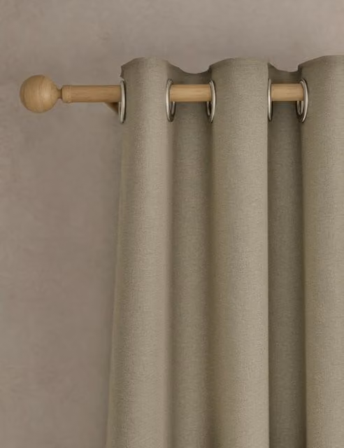 M&S Neutral Thermal Insulating Blackout Eyelet Curtains