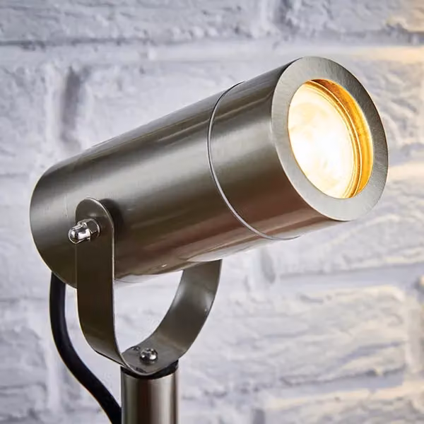 Netlighting Palin Outdoor Ground Spike Garden Light, Brushed Stainless Steel and Clear Glass, Grey, Height: 31 cm, 7W, IP44 – 2