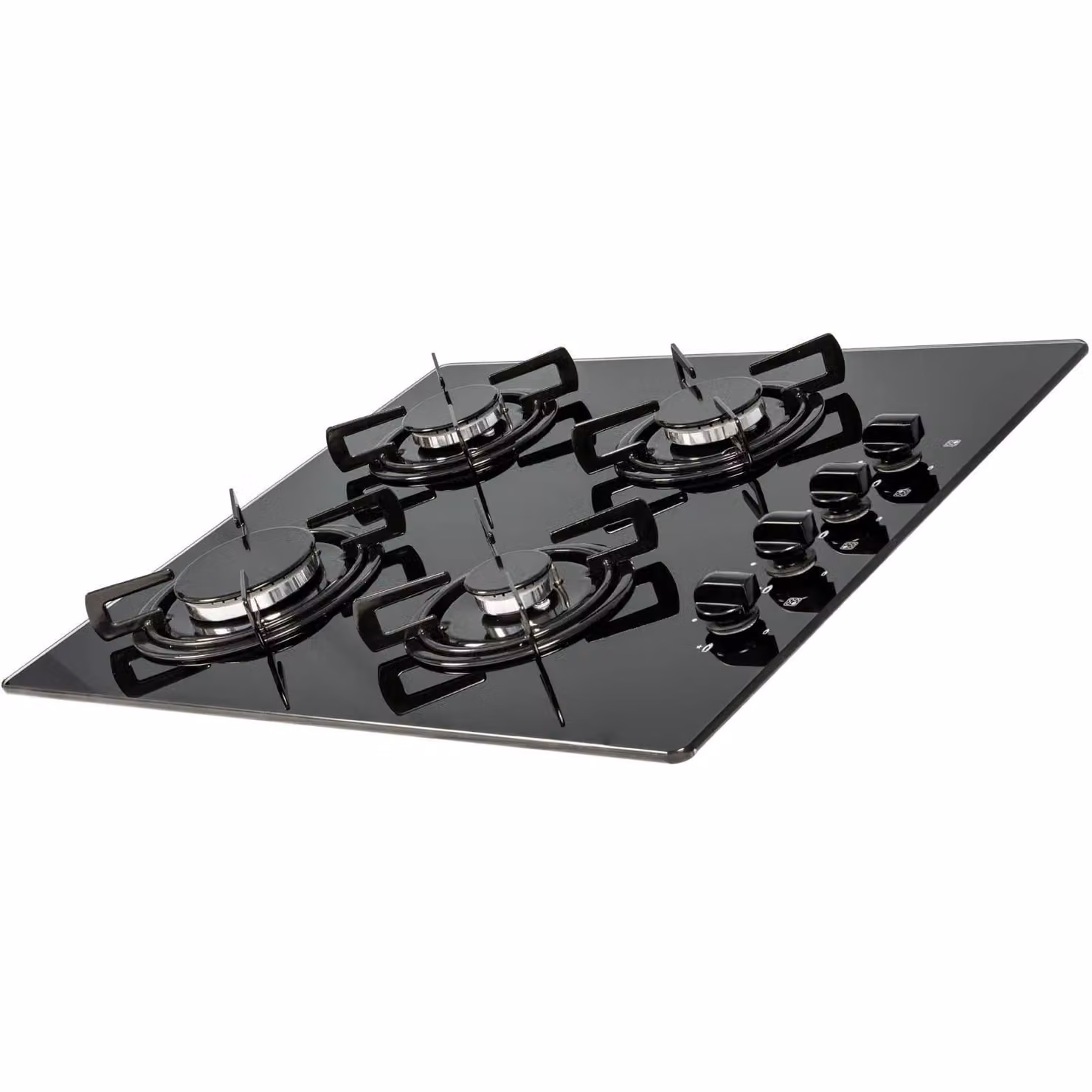 SIA Black 4 Burner Gas On Glass Built-in Hob with Enamel Pan Stands GHG612BL – 5
