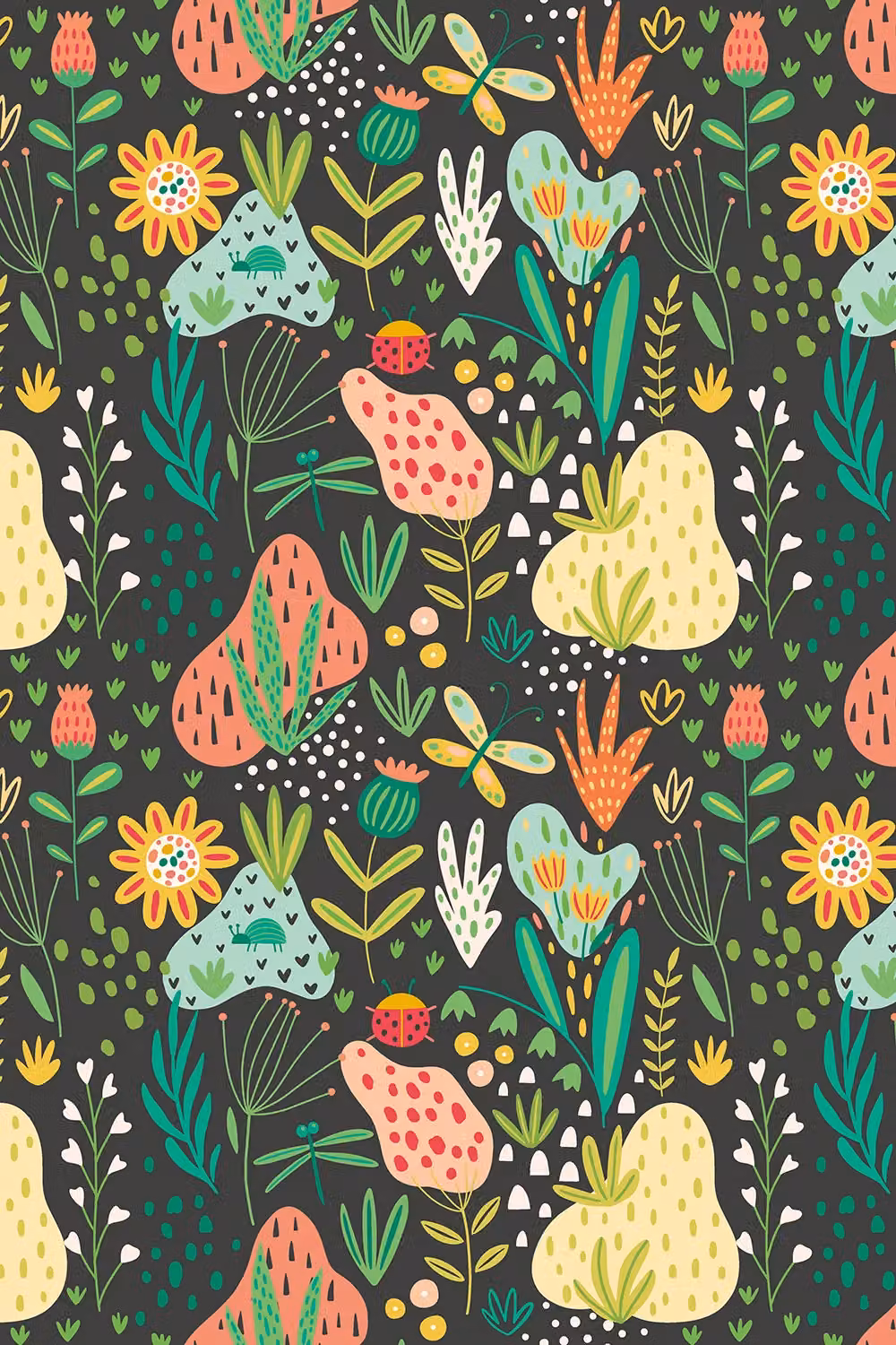 Hoopla Walls Bug Garden Matt Wallpaper in Black – 2