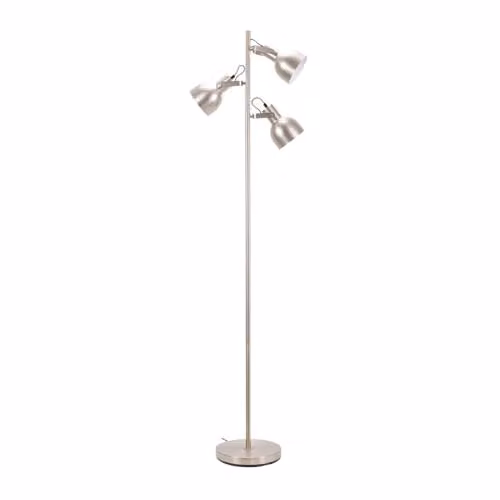 ValueLights Silver Metal 3 Arm Adjustable Floor Lamp with LED Bulbs – 1