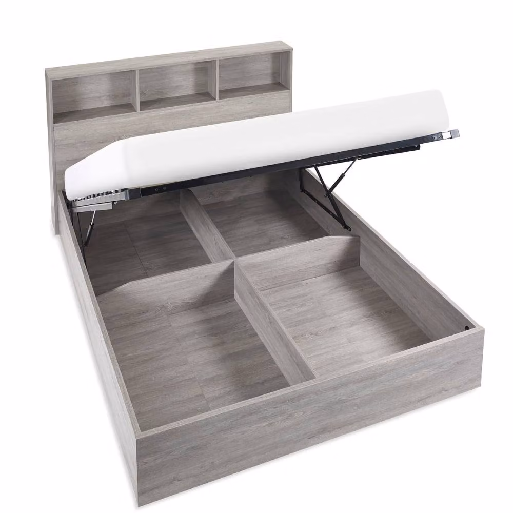 Cheshire Alder Ottoman Storage Bed in Grey Oak, King Size, W/D/H: 150 x 200 cm – 2