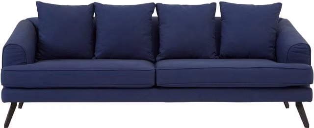 Orsina Mid Century 3 Seater Navy Blue Fabric Sofa