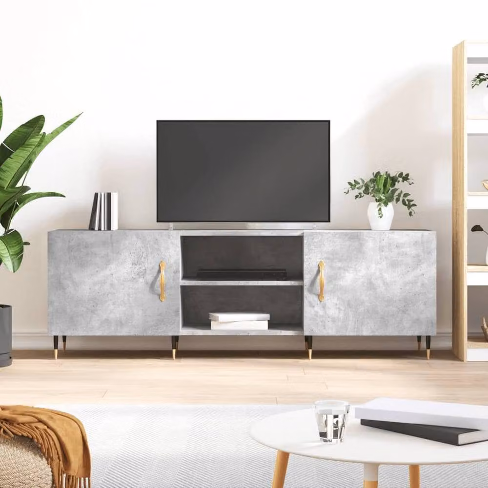 Berkfield Home Modern TV Cabinet in Concrete Grey, W/D/H: 150 x 30 x 50 cm – 1