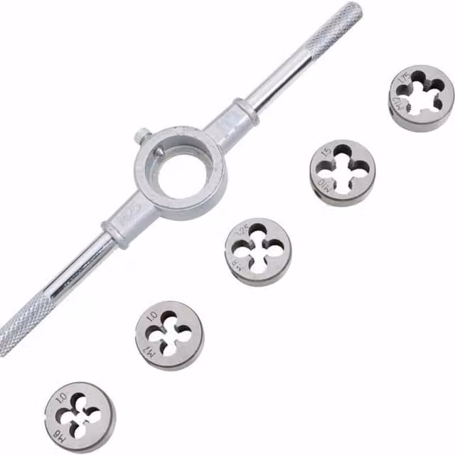 Garden Mile 6 Piece Metric Tap and Die Set with Wrench in Silver Steel