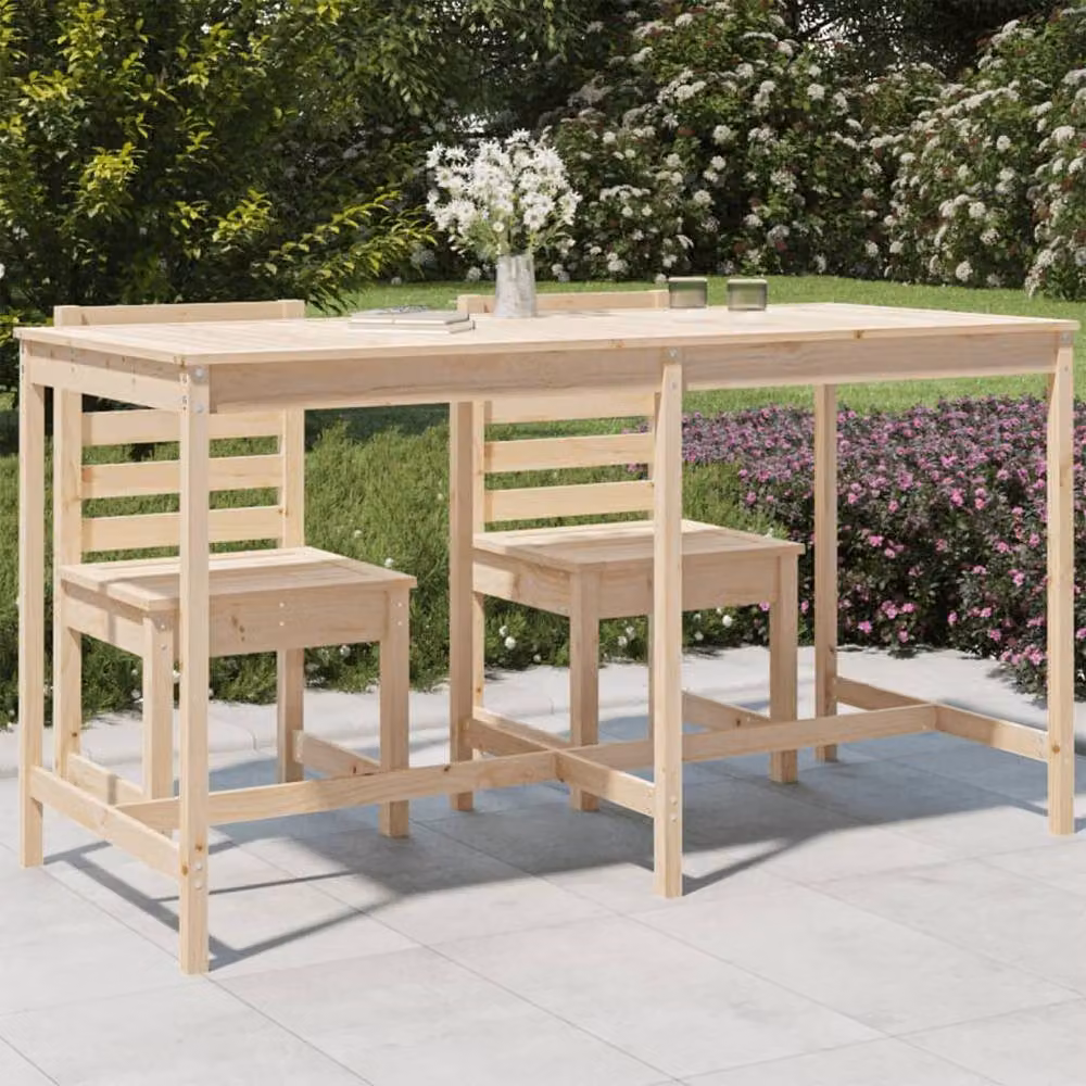 Berkfield Home Rustic Rectangular Garden Table in Natural Solid Pine, W: 203.5 cm, D: 90 cm, H: 110 cm – 2