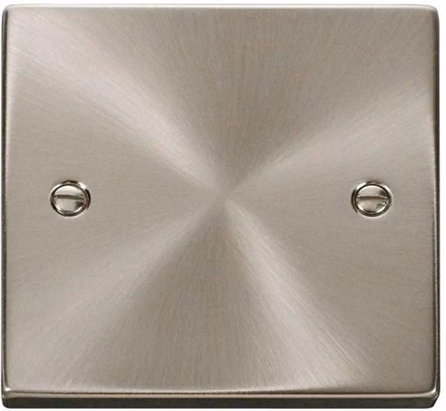 SE Home 1 Gang Blank Plate in Satin Brushed Chrome and Metallic Silver