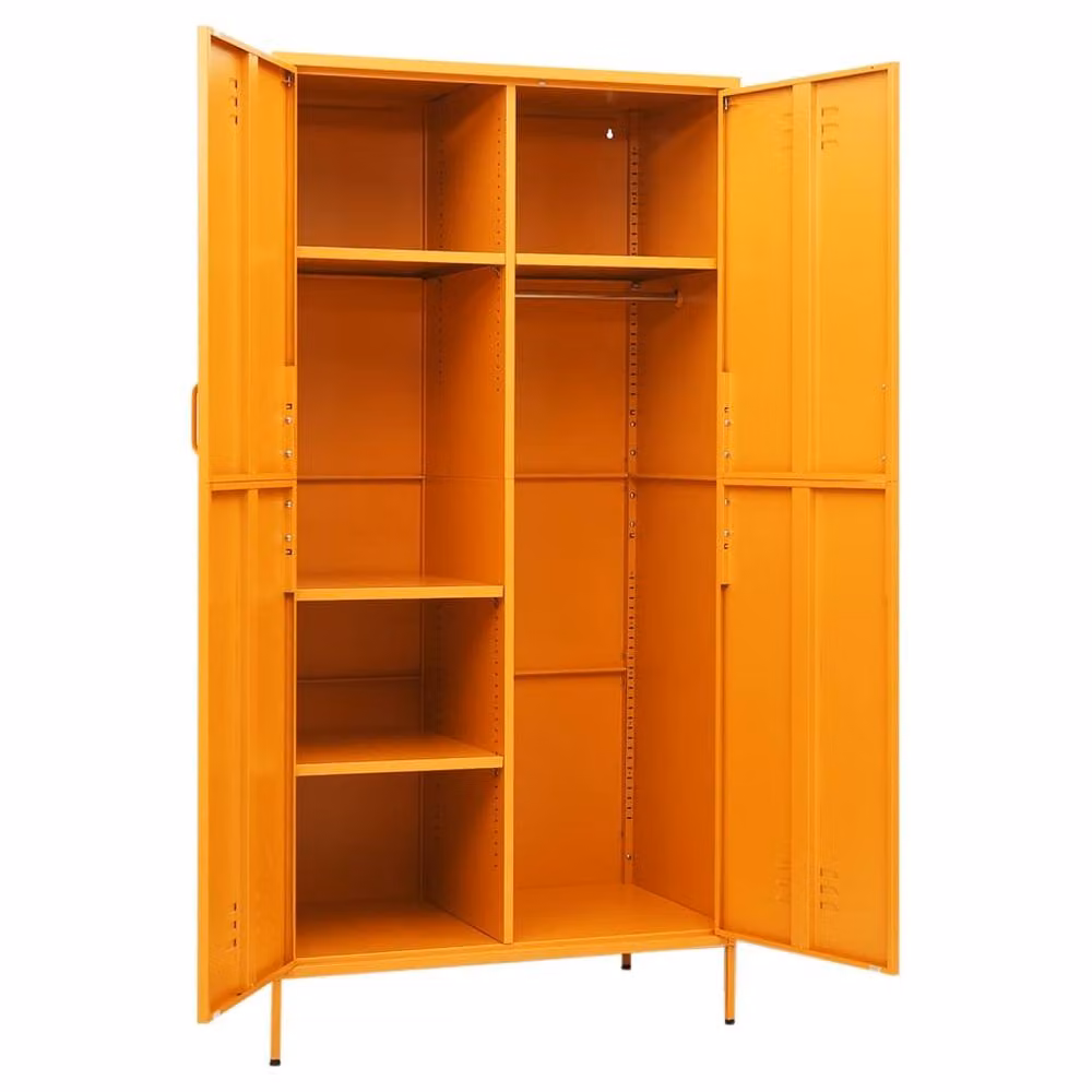 Berkfield Home Metal Wardrobe in Mustard Yellow and Tangerine, W/D/H: 90 x 50 x 180 cm – 2