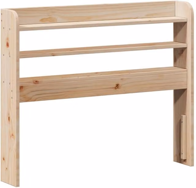 Berkfield Home Rustic Solid Wood Pine Headboard with Integrated Bedside Shelves in Beige, Width: 100 cm – 1