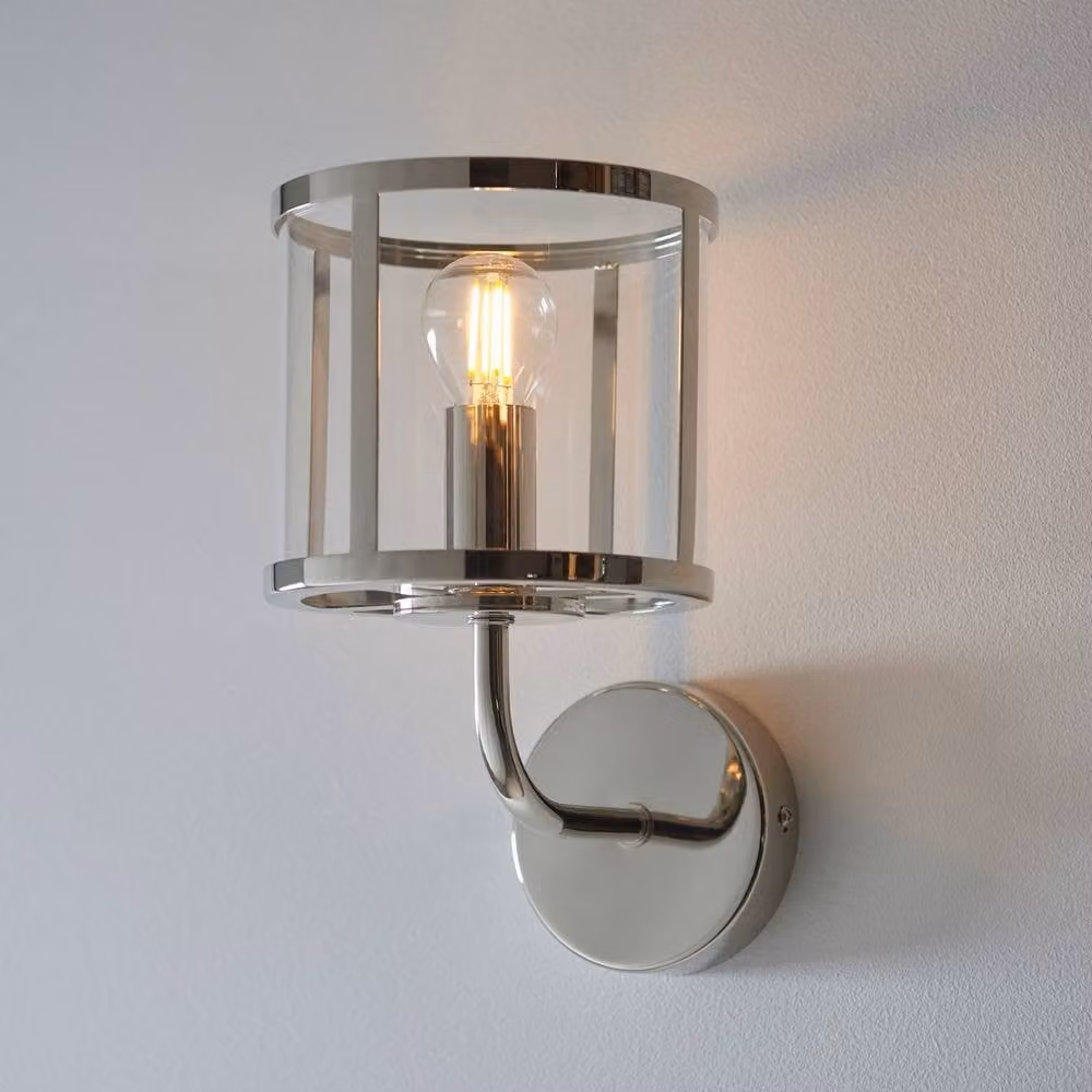 Netlighting Hopton Glass Shade Wall Lamp in Silver with Transparent Dome – 2