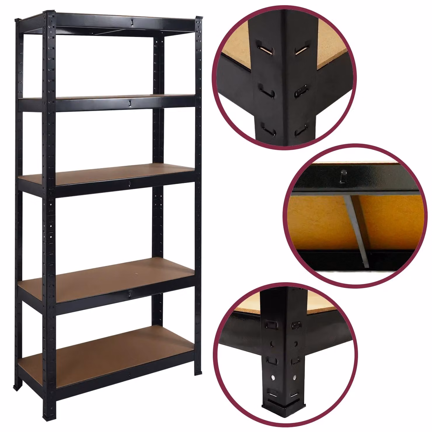 House of Home 5 Tier Heavy Duty Boltless Metal Garage Racking Unit in Black, W/D/H: 150 x 70 x 30 cm – 4