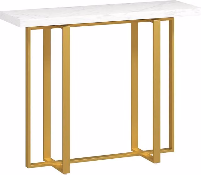 HOMCOM Modern Console Table with Faux Marble Top and Gold Metal Frame, White and Gold, W: 100 cm, D: 30 cm, H: 78.5 cm