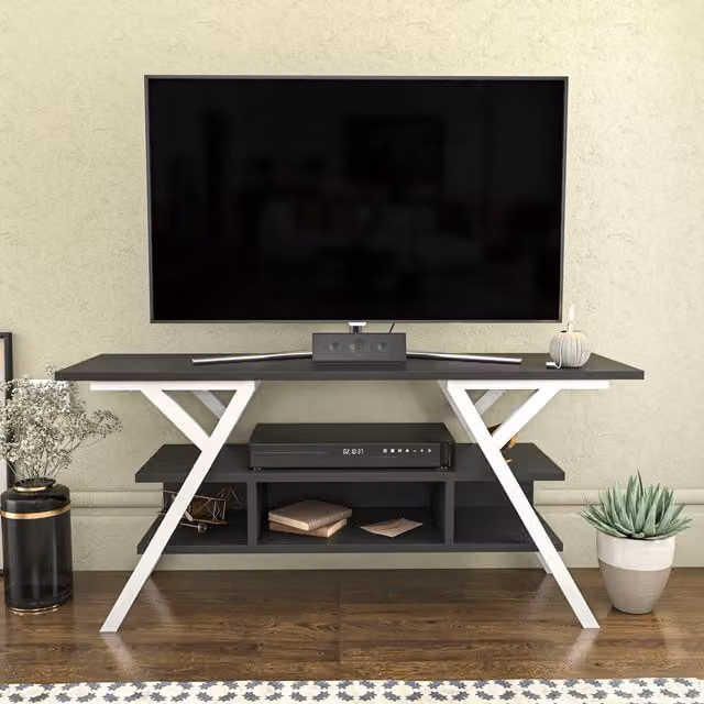 Decorotika Minerva TV Unit in Anthracite, White and Grey