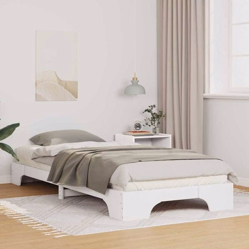 Berkfield Home Solid Wood Floor Bed Frame with Lift Up Storage Base, White, W: 80 cm, L: 210 cm – 2