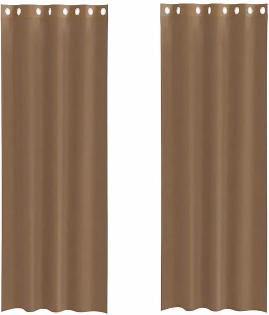 Berkfield Home Plain Voile Eyelet Curtains, 2 Pack, Brown, W: 140 cm x H: 300 cm – 1