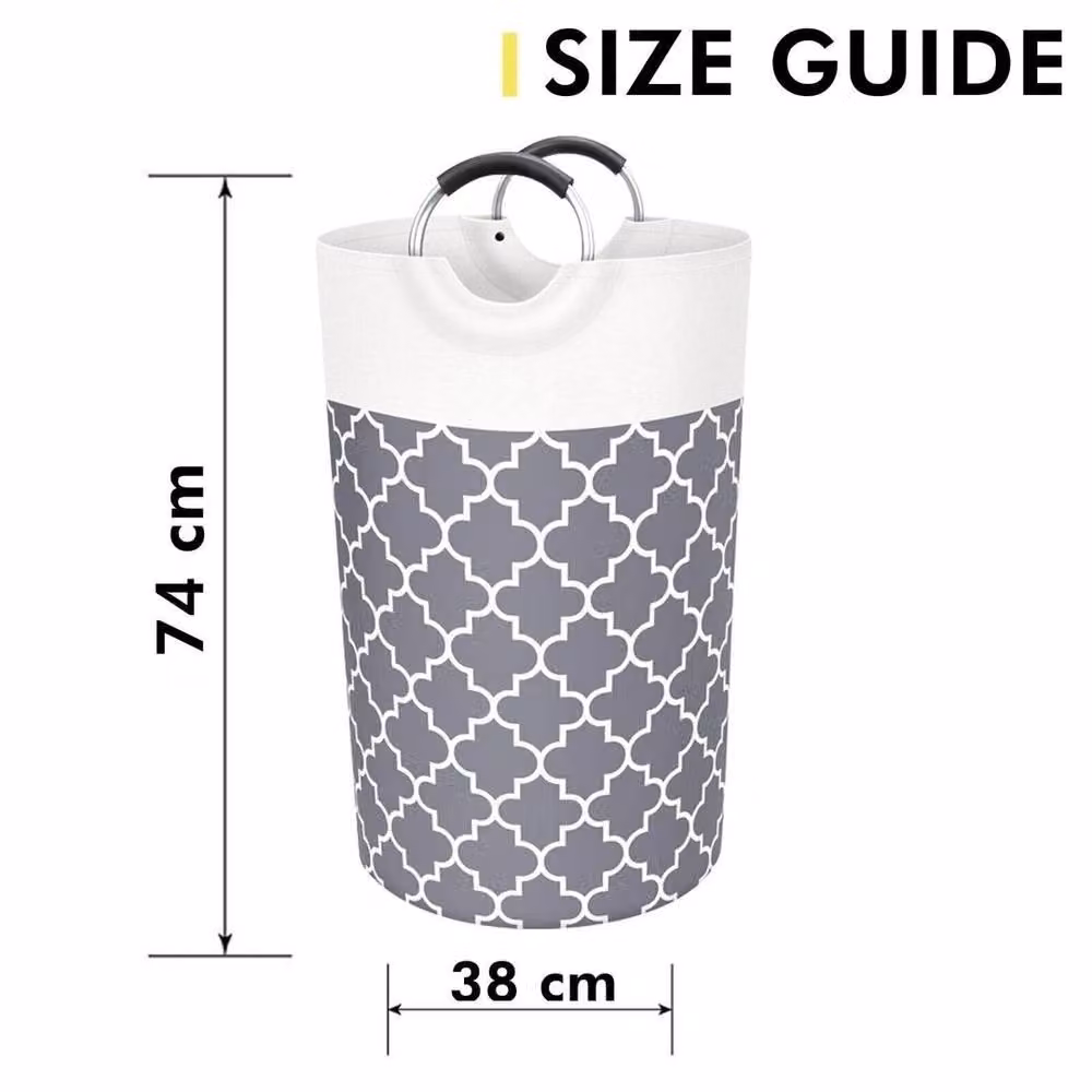 FLAVORA Grey Large Collapsible Laundry Basket with Handles – 2