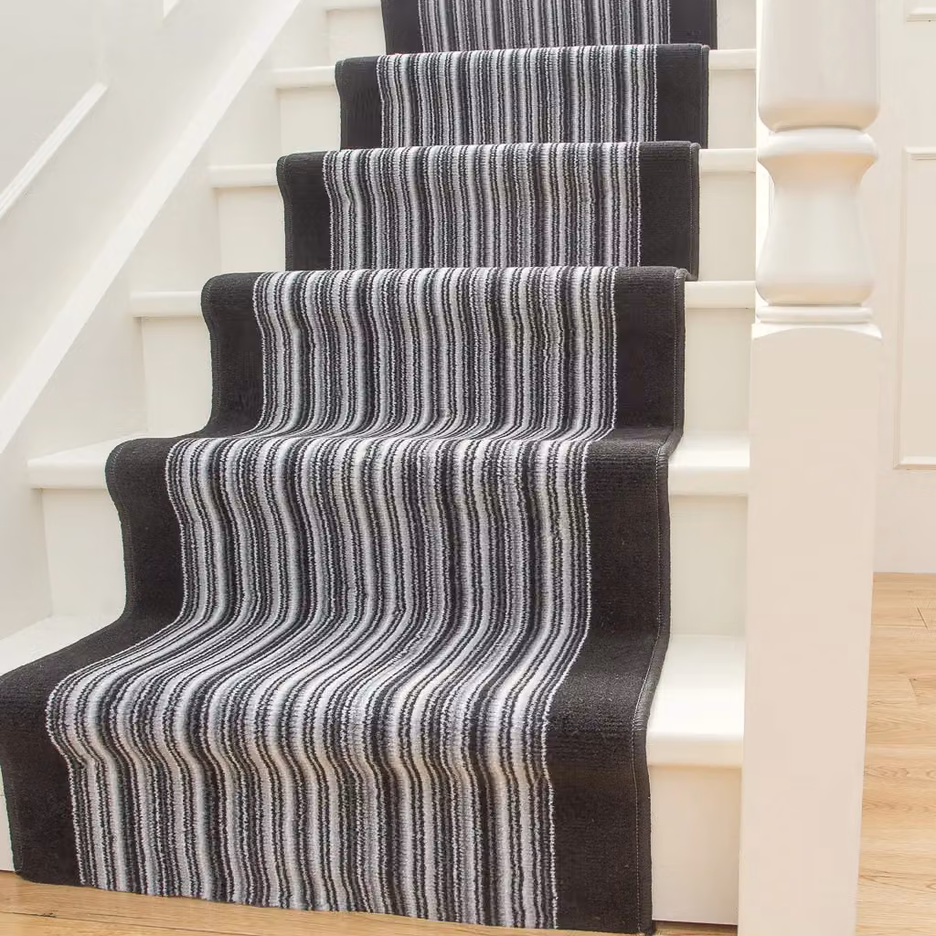 Kukoon Grey and Black Striped Cut to Measure Stair Carpet Runner Rug, Width: 80 cm, Length: 780 cm – 3